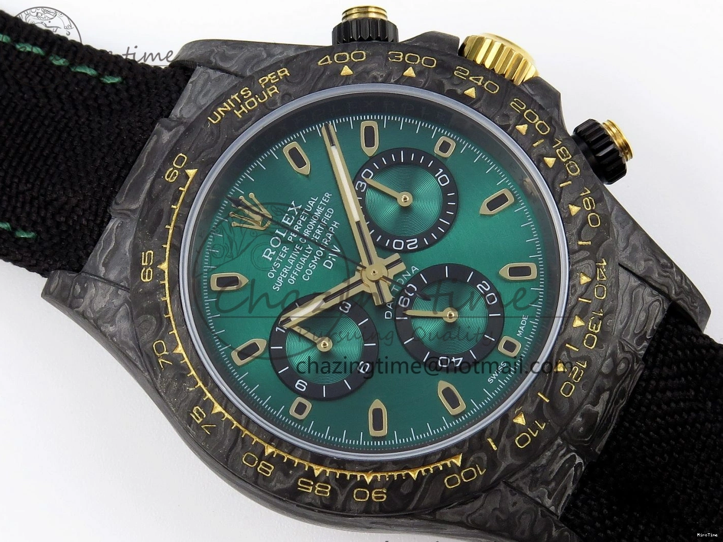 MiroTime 0407 TimelessDesign Daytona DIW Carbon YG Case and Bezel DIWF Edition Green Dial on Black Nylon Strap A 1883